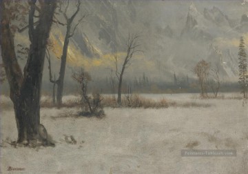 Albert Bierstadt œuvres - WINTER LANDSCAPE Américain Albert Bierstadt